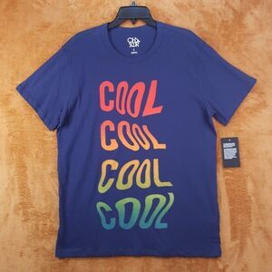 CHASER Mens Shirt Large Blue Pullover Crew Graphic COOL Cotton Tee